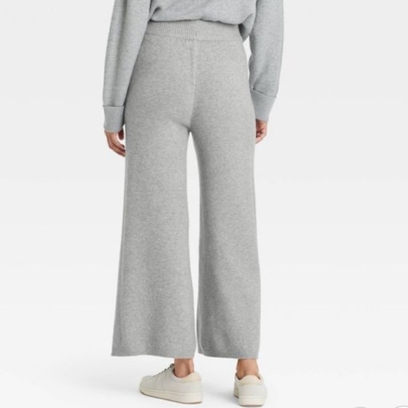 Midrise Wide Leg Ankle Sweater Pants 